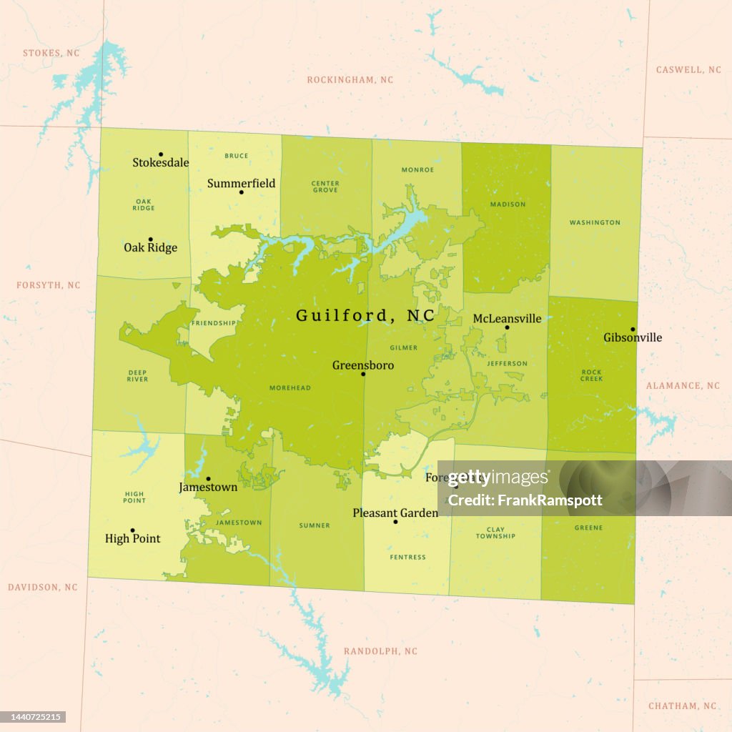 NC Guilford County Vector Map Green