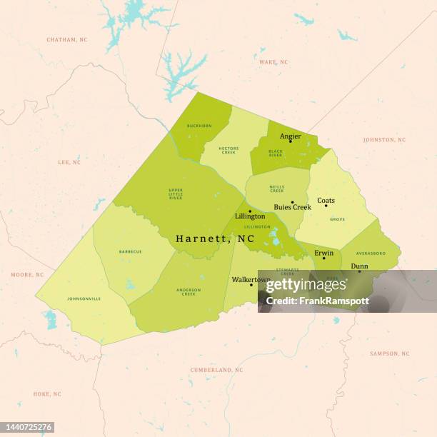 nc harnett county vector map green - cape fear river nc stock illustrations