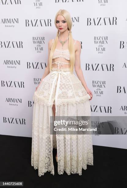 Anya Taylor-Joy attends Harper's Bazaar Women Of The Year Awards Winners Room at Claridges Hotel on November 10, 2022 in London, England.