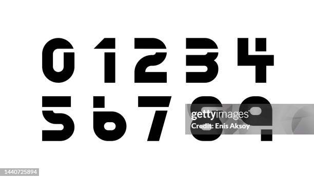 vector set of number - striped font stock illustrations