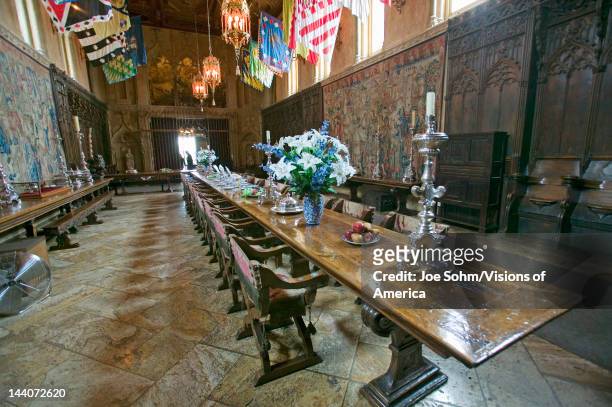 Dining Room and table settings at Hearst Castle, "America's Castle," San Simeon, California