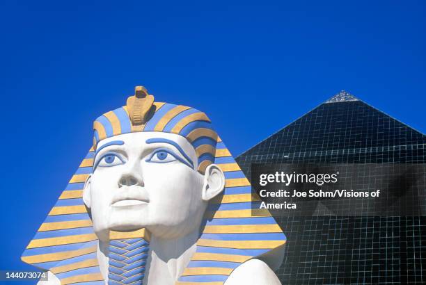 Replicas of Sphinx and Pyramid at the Luxor Hotel and Casino, Las Vegas, NV