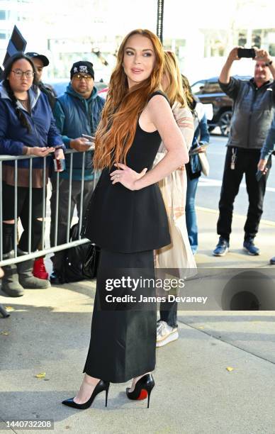 Lindsay Lohan visits "The Drew Barrymore Show" at CBS Broadcast Center on November 10, 2022 in New York City.