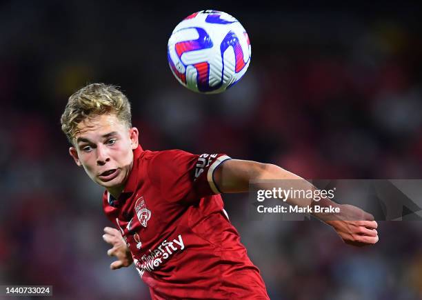 Ethan Alagich of Adelaide United during the round six A-League Men's match between Adelaide United and Melbourne Victory at Coopers Stadium, on...