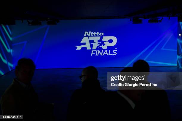 General view of the ATP Finals photo exhibition during the Nitto ATP Finals preview in Piazza San Carlo on November 11, 2022 in Turin, Italy.