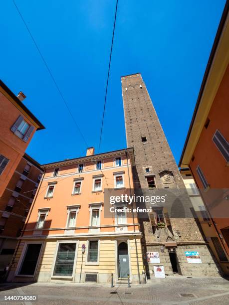 prendiparte tower in bologna, italy - prendiparte stock pictures, royalty-free photos & images