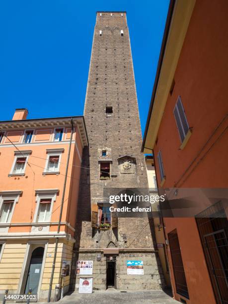 prendiparte tower in bologna, italy - prendiparte stock pictures, royalty-free photos & images