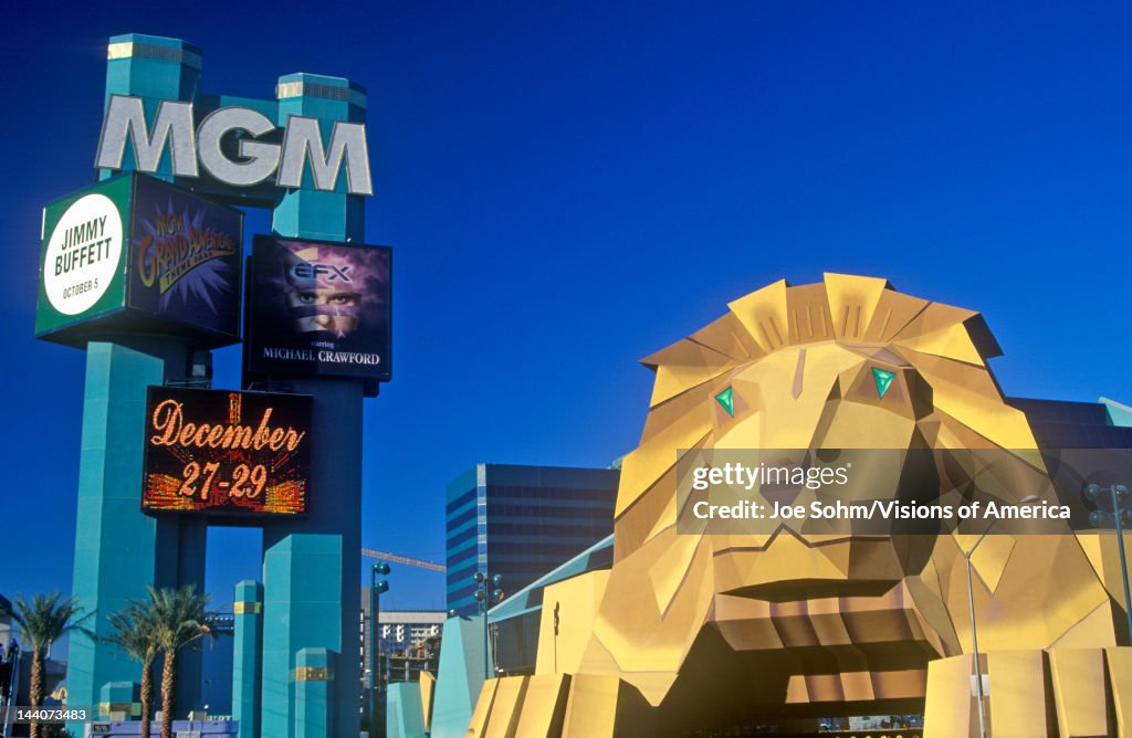Replica of lion at the Entrance of the MGM Grand Hotel, Las Vegas, NV