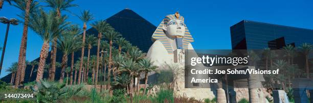 Panoramic view of Luxor Hotel with Pyramid and Sphinx, Casino in Las Vegas, NV
