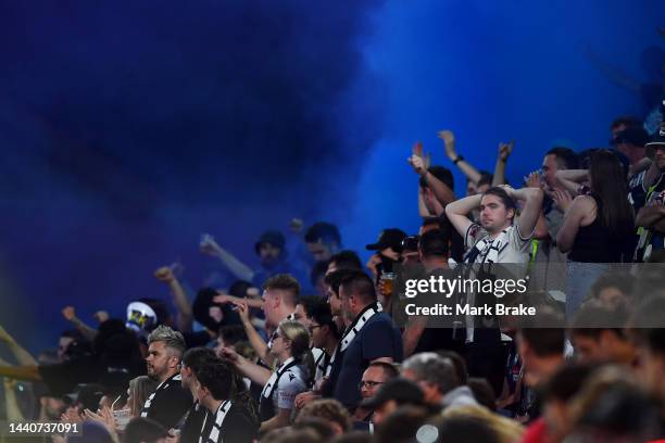 Melbourne Victory fans during the round six A-League Men's match between Adelaide United and Melbourne Victory at Coopers Stadium, on November 11 in...