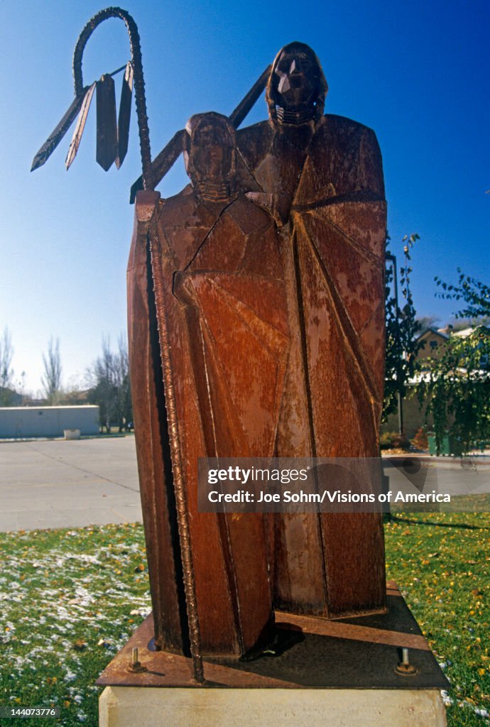 Statue of Native American in Akta Lakota Museum in Chamberlain, SD