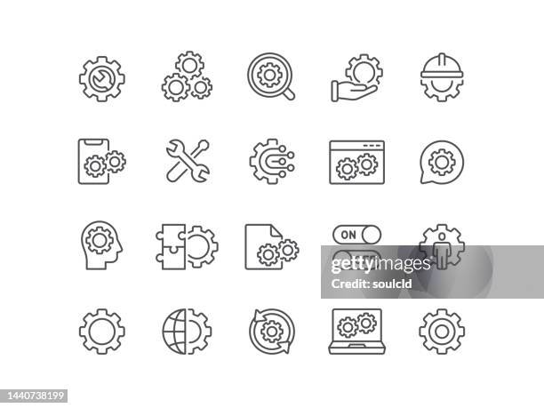 settings icons - gear stick stock illustrations