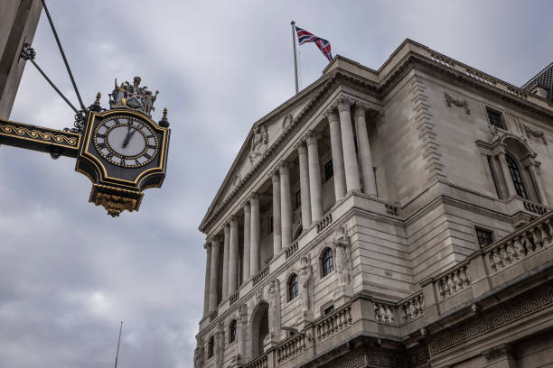 General view of the Bank of England on November 11, 2022 in London, England. New government figures show the British economy shrank by 0.2% between...