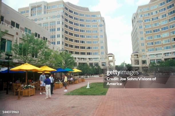 Reston, VA town center with pedestrians