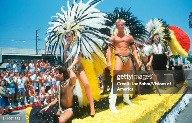 Showgirl Float in Gay and Lesbian Pride Parade, Hollywood, CA