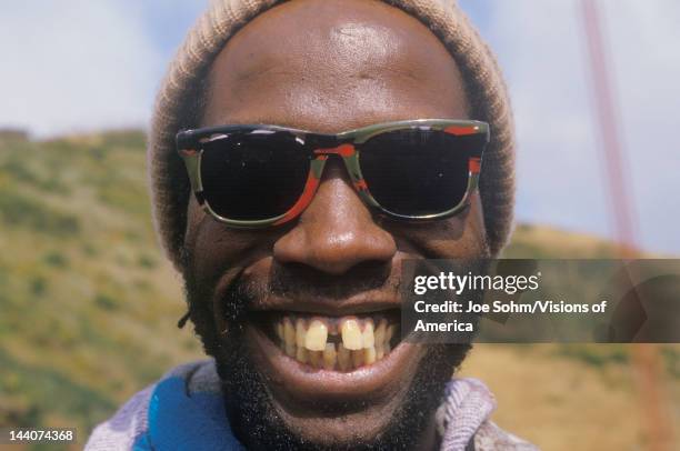 Gap-toothed African-American man smiling, San Francisco, CA