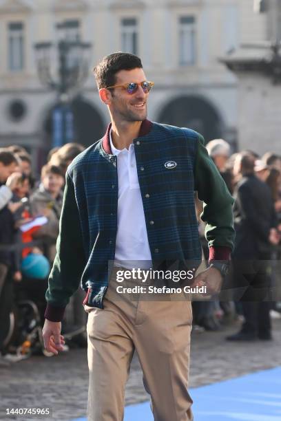 Novak Djokovic attends during the Blue Carpet prior to the Nitto ATP Finals at Pala Alpitour on November 11, 2022 in Turin, Italy.