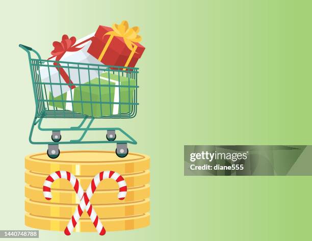 illustrazioni stock, clip art, cartoni animati e icone di tendenza di concetto di spesa per natale e vacanze - christmas cash