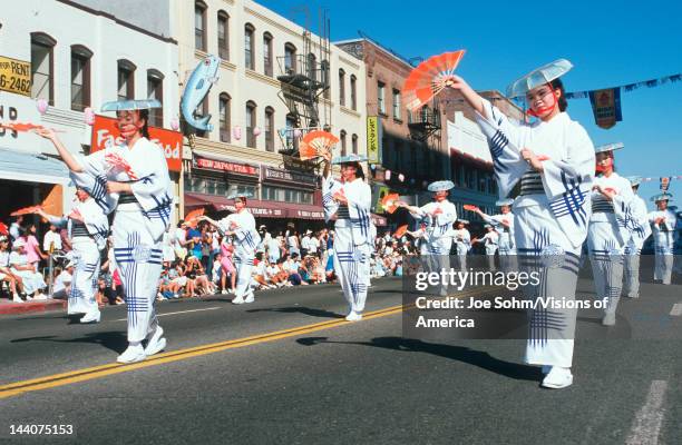 Geisha dancers at the 49th Nisei Week Parade in Little Tokyo, Los Angeles, CA