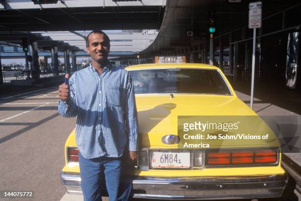 Pakistani taxi cab driver at the airport, NY