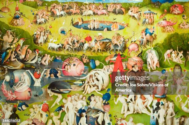 Painting by Hieronymus Bosch, "The Garden of Earthly Delights", in the Museum de Prado, Prado Museum, Madrid, Spain