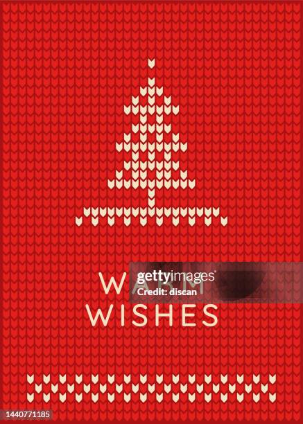 illustrazioni stock, clip art, cartoni animati e icone di tendenza di biglietto di auguri con sfondo natalizio a maglia. - esprimere un desiderio
