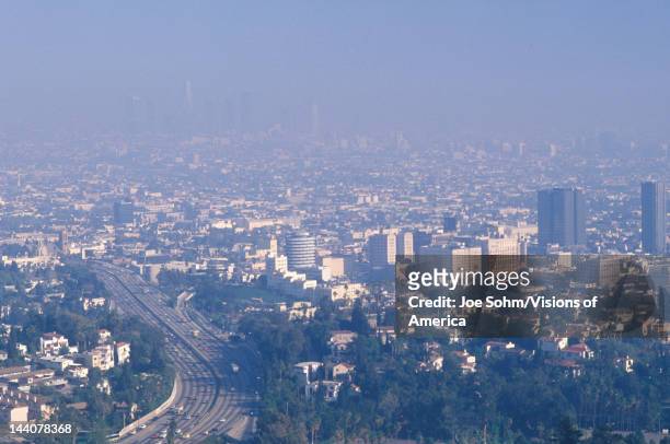 Smog obscuring the Los Angeles skyline