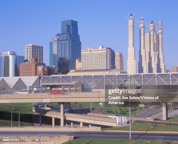 Skyline of Kansas City, Missouri with Interstate 10