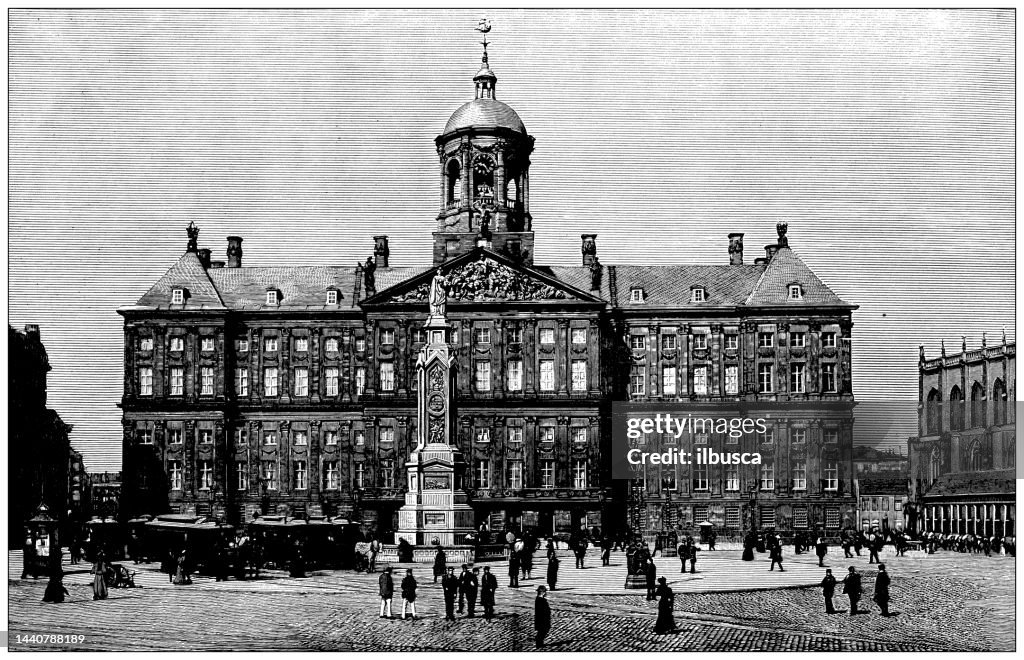 Antique image: Coronation of Queen Wilhelmina of the Netherlands, Royal Palace of Amsterdam