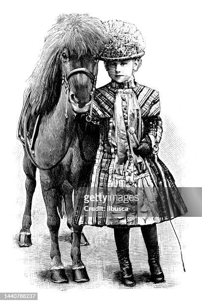 bildbanksillustrationer, clip art samt tecknat material och ikoner med antique image: queen wilhelmina of the netherlands, 1890 - pony