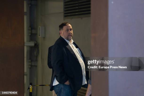 The president of ERC, Oriol Junqueras, on his arrival at the meeting of the new ERC executive, on 11 November, 2022 in Barcelona, Catalonia, Spain....