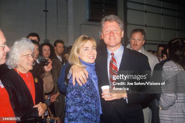 Bill and Hillary Clinton at a St Louis campaign rally in 1992, Bill Clinton's final day of campaigning in St Louis, Missouri