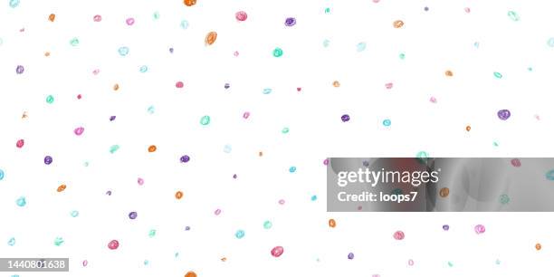 pastel colored hand drawn circles - pixel perfect seamless pattern - red polka dot stock illustrations