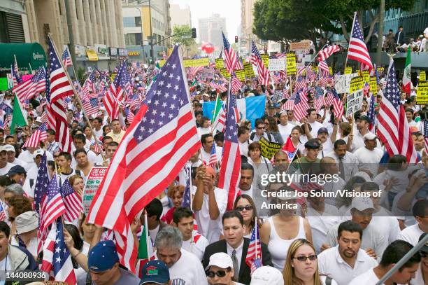 Hundreds of thousands of immigrants participate in march for Immigrants and Mexicans protesting against Illegal Immigration reform by US Congress,...