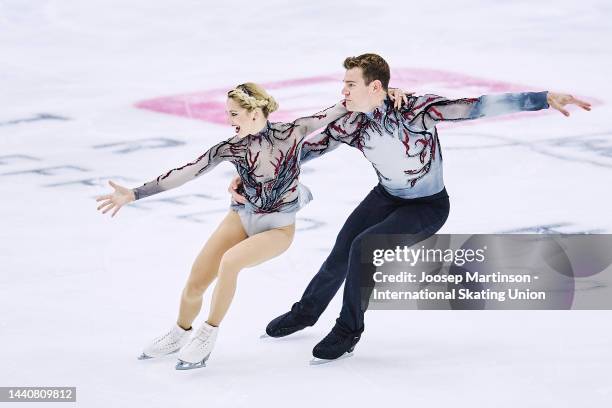 Alexa Knierim and Brandon Frazier of the United State compete in the Pairs Short Program during the ISU Grand Prix of Figure Skating at iceSheffield...