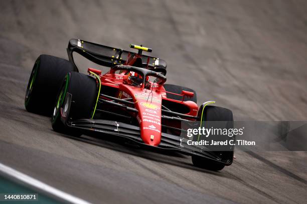 Carlos Sainz of Spain driving the Ferrari F1-75 on track during qualifying ahead of the F1 Grand Prix of Brazil at Autodromo Jose Carlos Pace on...