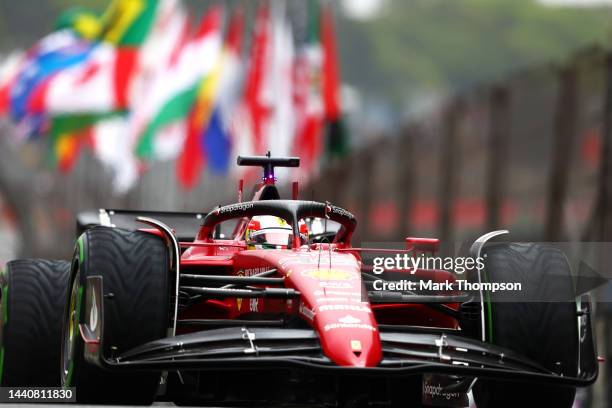 Charles Leclerc of Monaco driving the Ferrari F1-75 on track during qualifying ahead of the F1 Grand Prix of Brazil at Autodromo Jose Carlos Pace on...