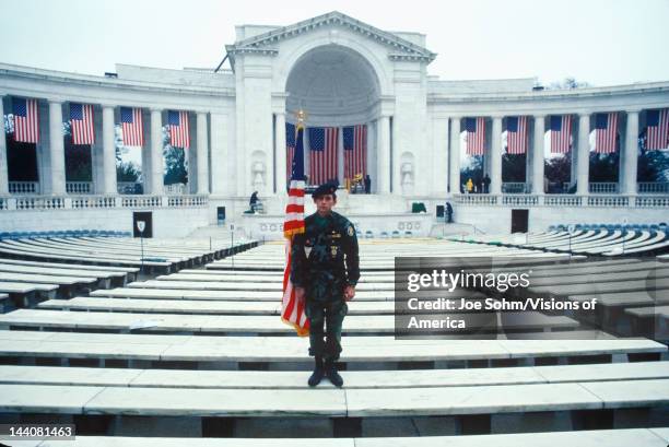 Veteran Holding Flag, Arlington National Cemetery, Washington, DC