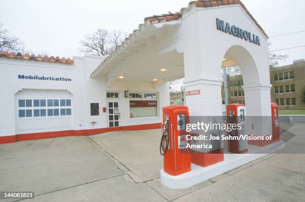 Historical Mobil Oil Gas Station at Little Rock Arkansas Central High School, scene of Civil Rights protests in 1950's