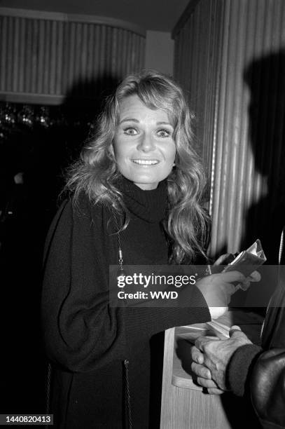 Actress and model Valerie Perrine at a party thrown by Sonny Bono at his restaurant Bono in Los Angeles