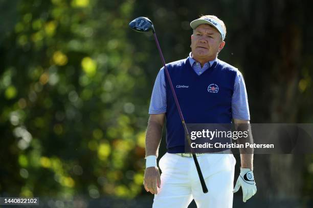 Paul Broadhurst of England reacts to his tee shot on the third hole during second round of the Charles Schwab Cup Championship at Phoenix Country...