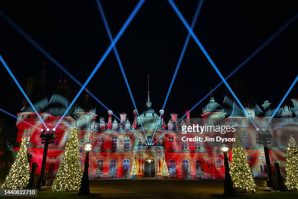 Festive light show entertains visitors as Waddesdon Manor launches its Christmas Fair and Winter Light trail, on November 11, 2022 in Aylesbury,...