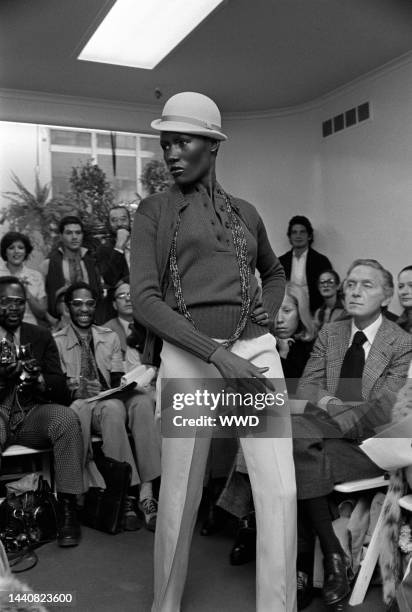 Grace Jones modeling Scott Barrie's Spring 1974 collection