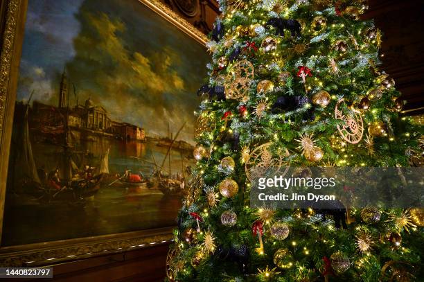 Detail of festive decorations as Waddesdon Manor launches its Christmas Fair and Winter Light trail, on November 11, 2022 in Aylesbury, England. The...