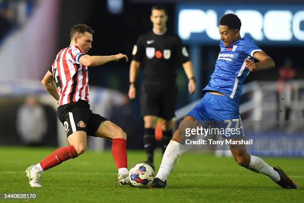 Corry Evans of Sunderland and Jobe Bellingham of Birmingham City battle for the ball during the Sky Bet Championship between Birmingham City and...