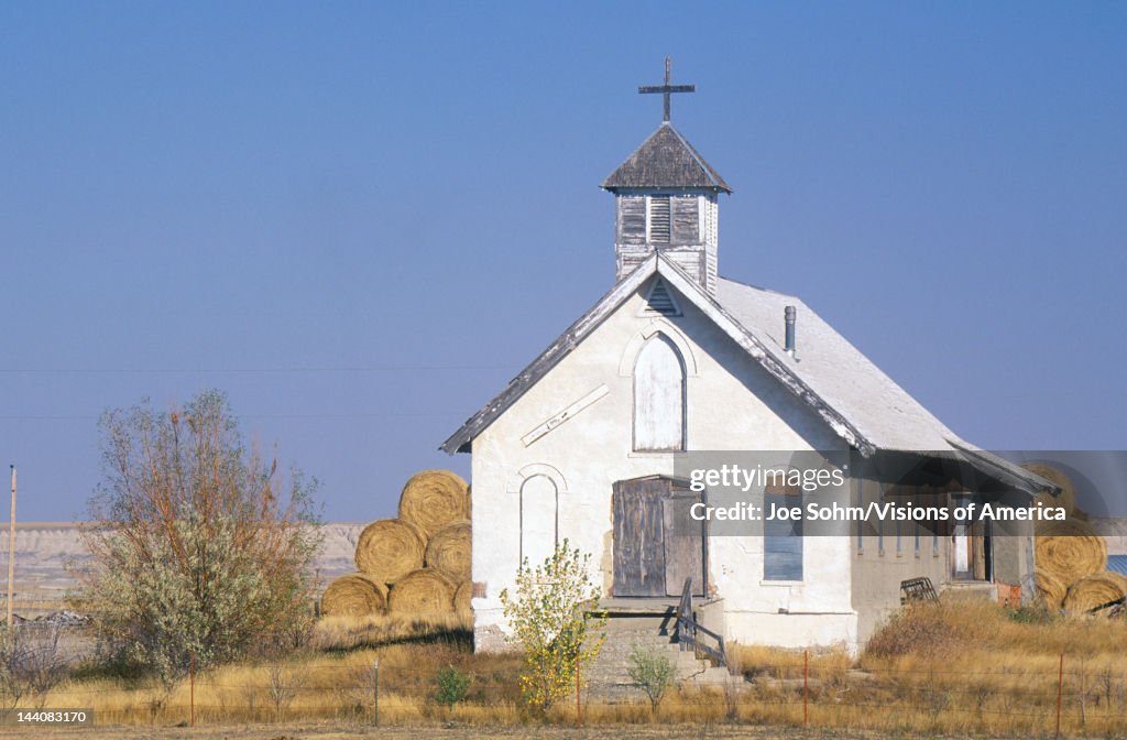 Abandoned prairie church near Badlands South Dakota