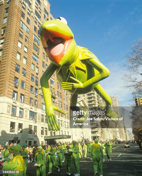 Kermit the Frog Balloon in Macy's Thanksgiving Day Parade, New York City, New York
