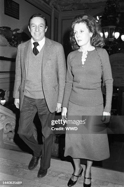 Outtake; Mike Wallace with wife Lorraine Perigord arrives at the "Airborne" party, William Buckley's 1976 novel about time spent aboard a boat with...