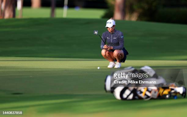 Gabby Lopez of Mexicolines up a putt on the eighth hole during the first round of the Pelican Women's Championship at Pelican Golf Club on November...