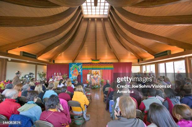 Penor Rinpoche, Tibetan-born Supreme Head of Nyingmapa Buddhism, presides over Amitabha Empowerment at Meditation Mount in Ojai, CA